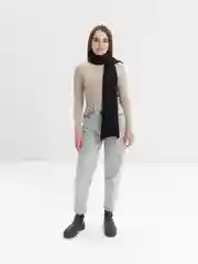 Черный шарф женский "Карина", вязаный, ажурный, зима-весна