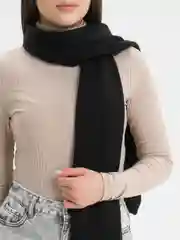 Черный шарф женский "Карина", вязаный, ажурный, зима-весна