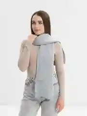 Серый шарф женский "Карина", вязаный, ажурный, зима-весна
