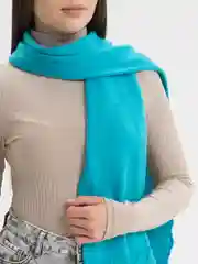 Лазурный шарф женский "Карина", вязаный, ажурный, зима-весна