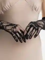 Черный перчатки ажурные
