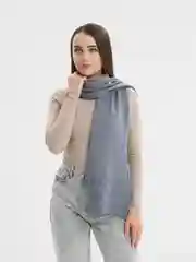 Серый шарф женский "Карина", вязаный, ажурный, зима-весна