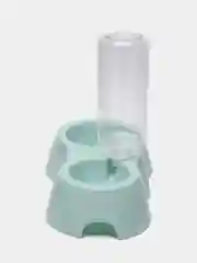 Голубой миска двойная для кошек. Миска с бутылкой. Поилка. Автопоилка