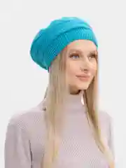 Лазурный шапка-берет женская вязаная Эльба