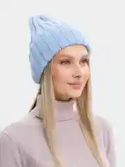 Небесно-голубой шапка женская "Тыковка", осень-зима, 2*2