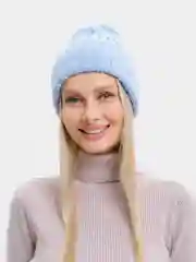 Небесно-голубой шапка женская "Тыковка", осень-зима, 2*2