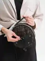 Черный женская сумка,круглая, через плечо