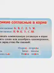 Бежевый меланж обучающая карточка-шпаргалка односторонняя "По русскому языку", 90*180 мм