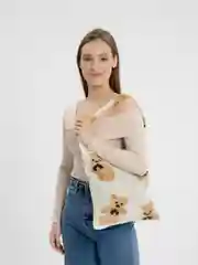 Молочный сумка-шоппер с мишками