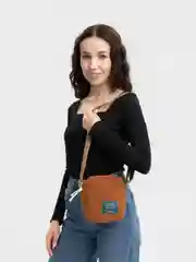 Коричневый сумка-мессенджер "Top Pocket" вельветовая маленькая