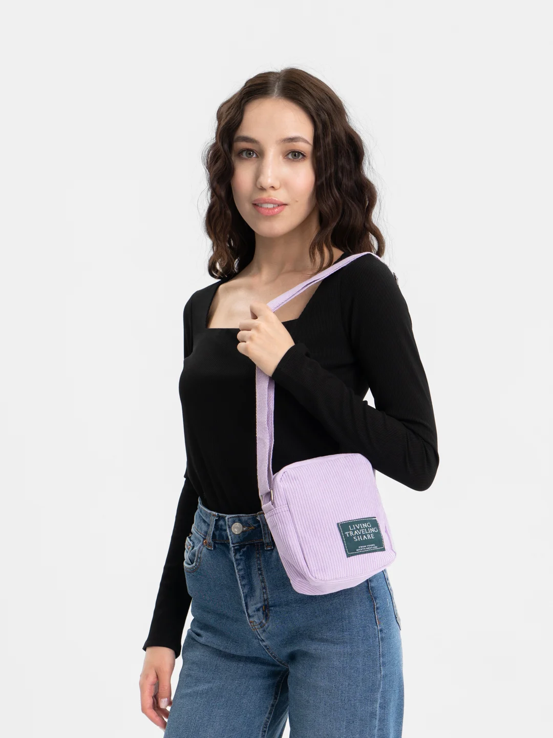 Фиолетовый сумка-мессенджер "Top Pocket" вельветовая маленькая