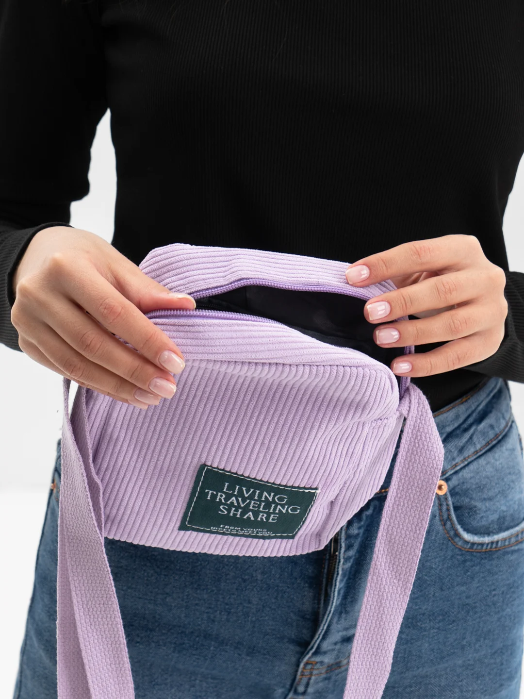 Фиолетовый сумка-мессенджер "Top Pocket" вельветовая маленькая