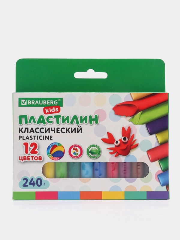 Пластилин классический для лепки (набор) для детей BRAUBERG KIDS, 105873