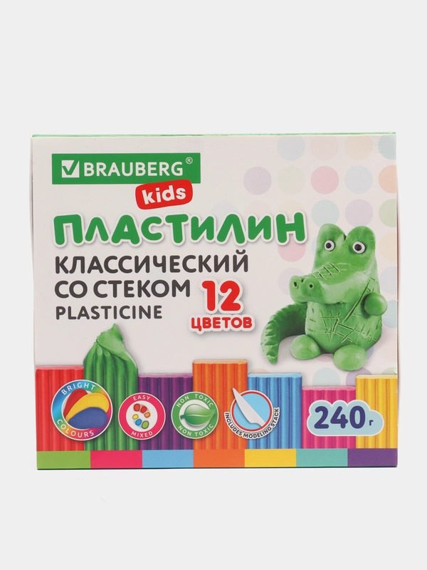 Пластилин классический для лепки (набор) для детей BRAUBERG KIDS, 106436