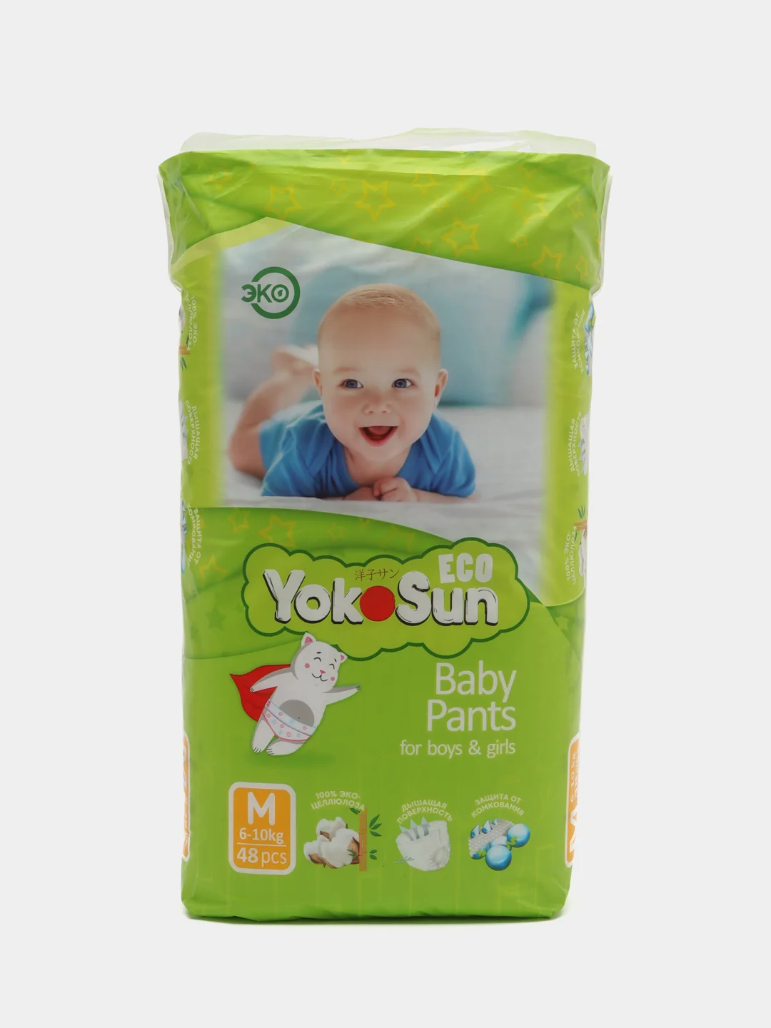 Детские подгузники-трусики YokoSun Eco размер М (6-10 кг), 48 шт.