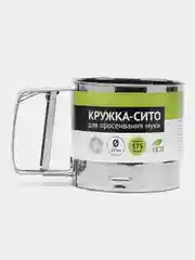 Кружка-сито для просеивания муки, металл, диаметр 10 см, объём 375 г