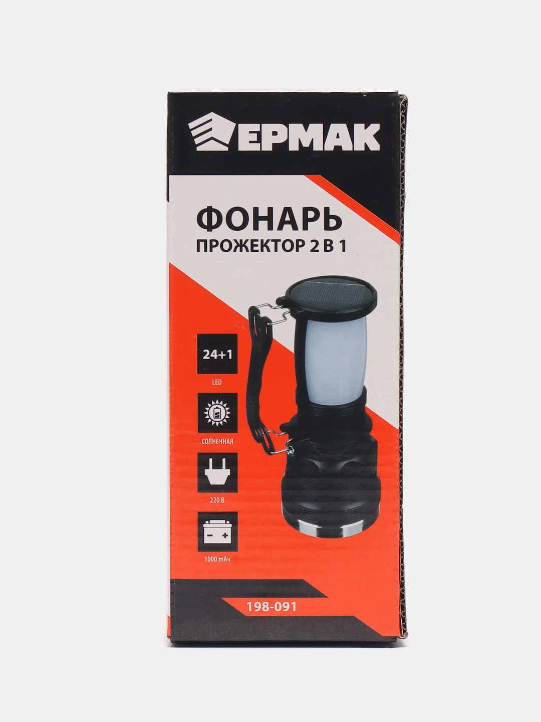 Фонарь-прожектор, 2 в 1, аккумуляторный, 24 SMD, 1 Вт, LED, шнур 220 В, пластик