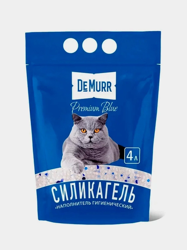 Силикагелевый наполнитель DeMurr Blue, для кошачьего туалета, с синими гранулами, 4 л