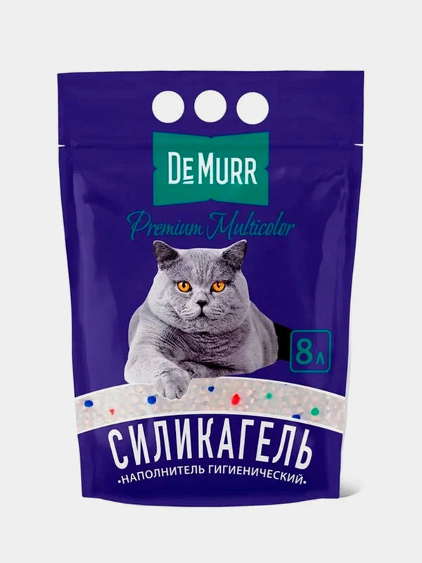 Силикагелевый наполнитель DeMurr Premium Multicolor для кошачьего туалета, 8л