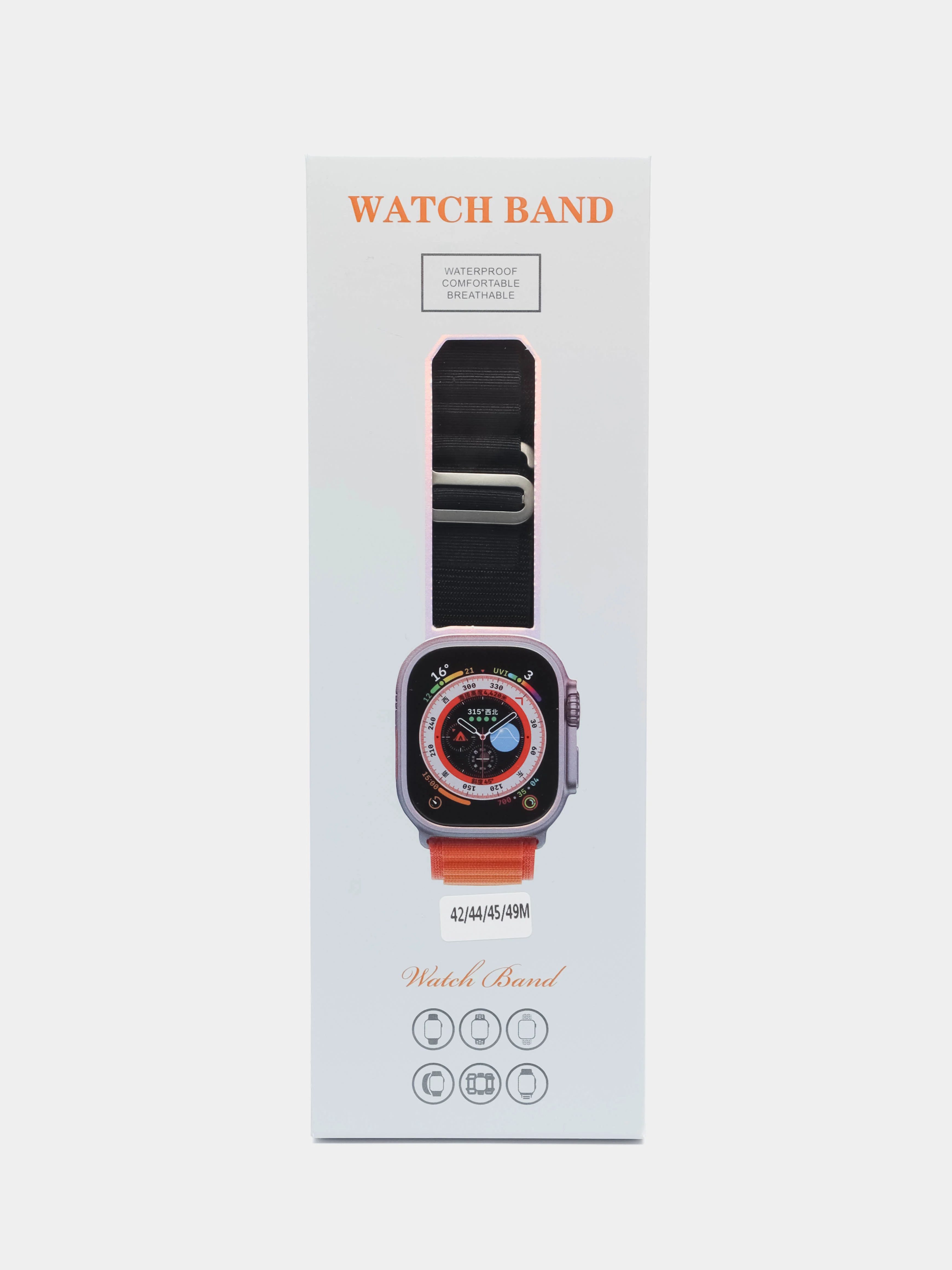 Черный ремешок для Apple Watch Ultra 42/44/45/49 мм, для серии 4/5/6/7/8/9/SE/SE 2022