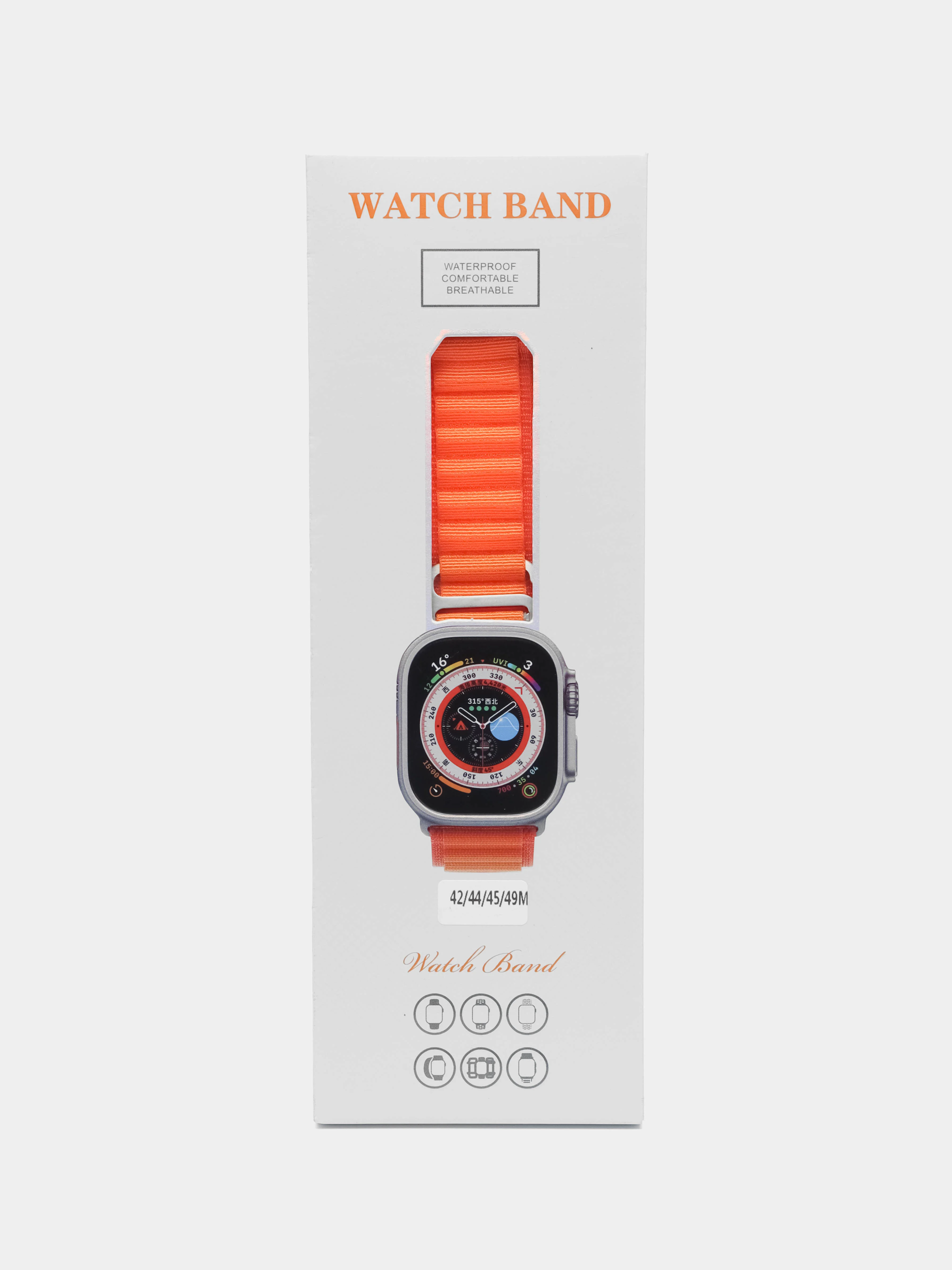 Оранжевый ремешок для Apple Watch Ultra 42/44/45/49 мм, для серии 4/5/6/7/8/9/SE/SE 2022