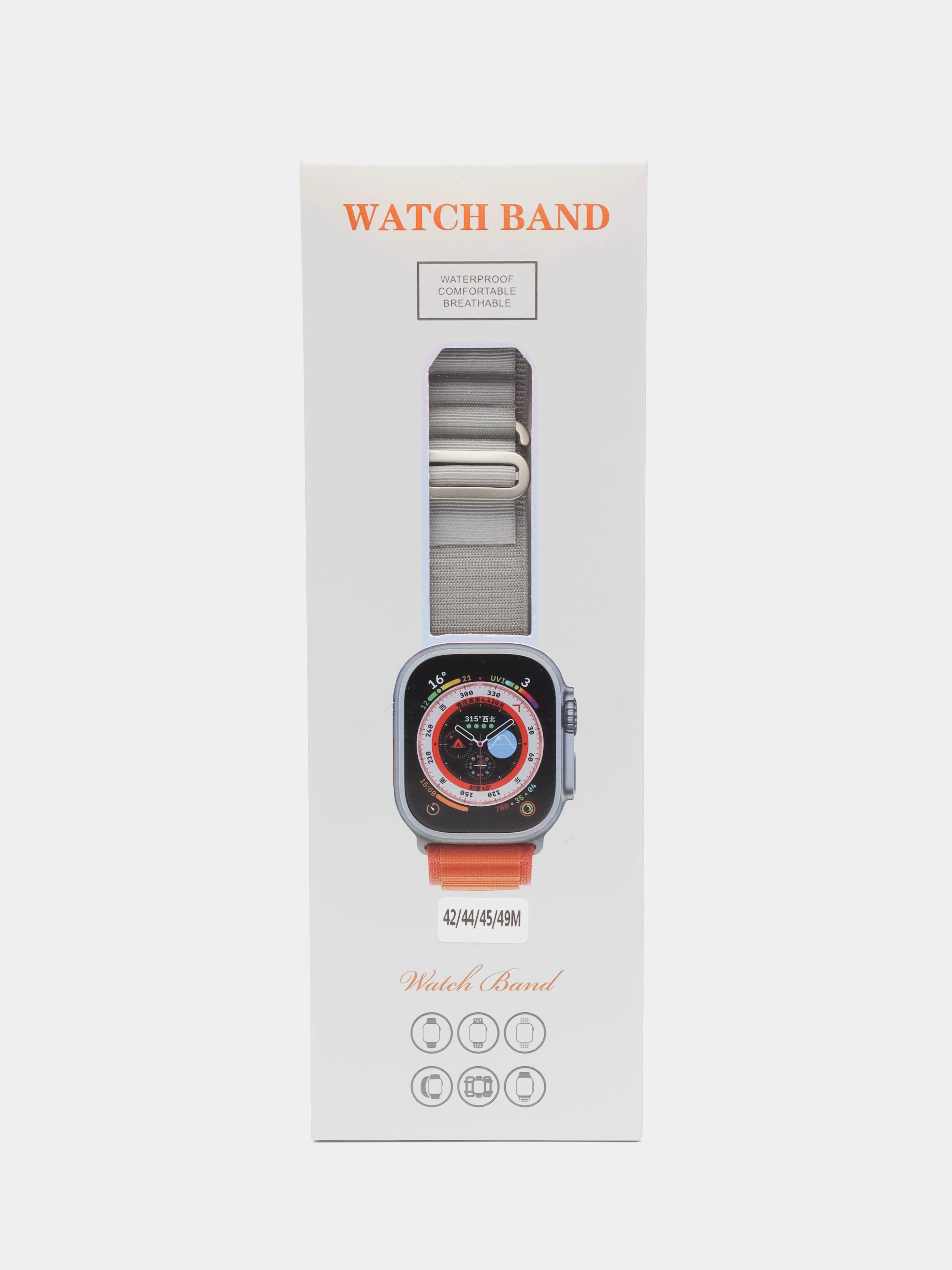 Серый ремешок для Apple Watch Ultra 42/44/45/49 мм, для серии 4/5/6/7/8/9/SE/SE 2022