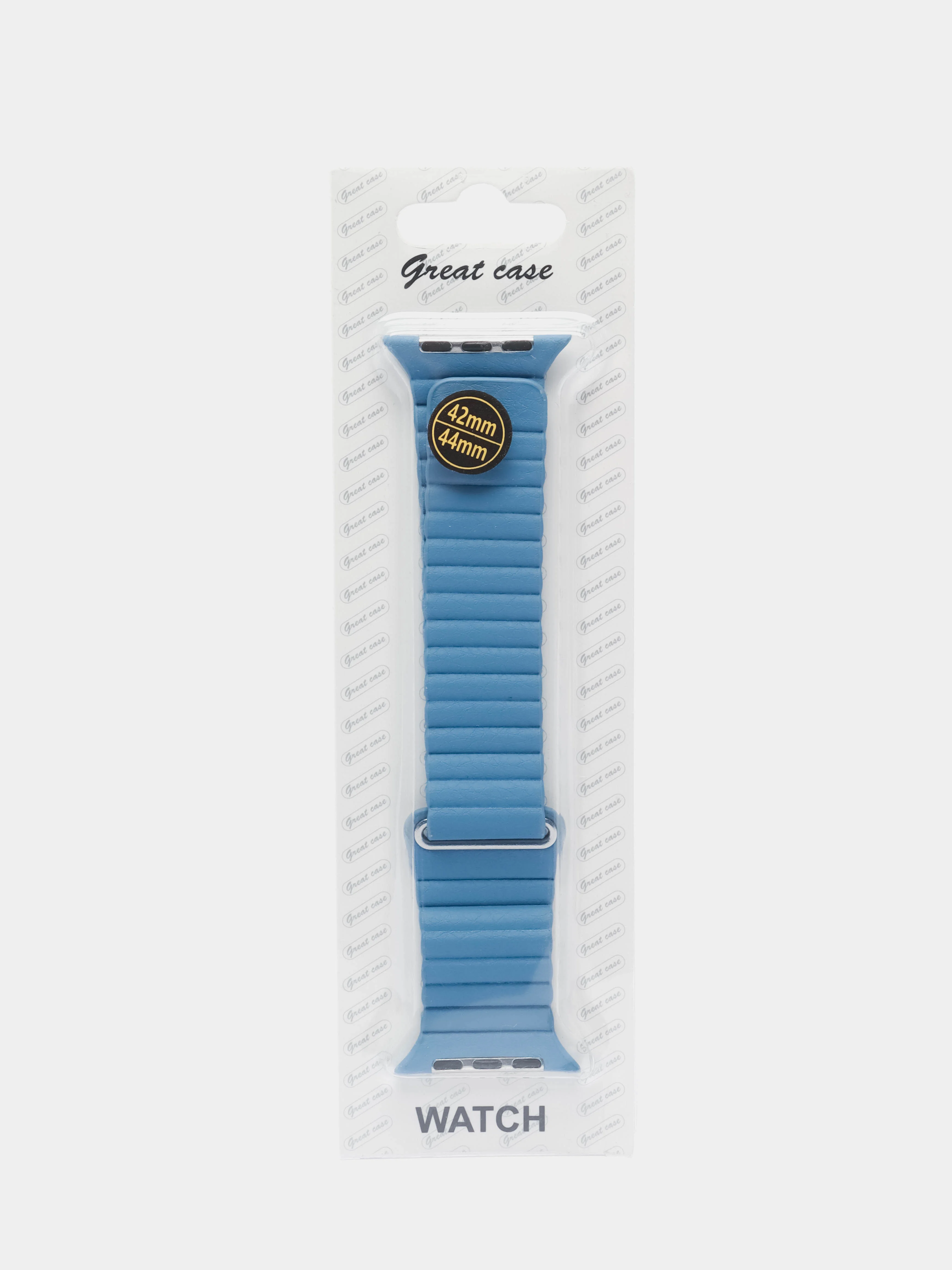 Светло-синий ремешок кожаный для Apple Watch 38/40mm, 42/44mm.
