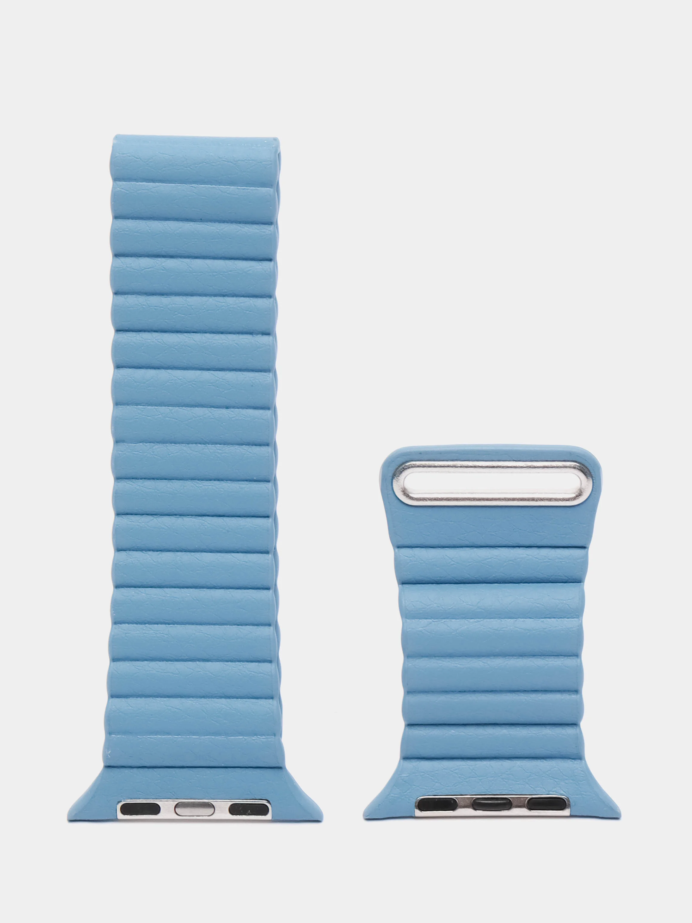 Светло-синий ремешок кожаный для Apple Watch 38/40mm, 42/44mm.