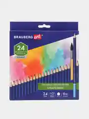 Карандаши художественные цветные акварельные BRAUBERG ART CLASSIC, 24 цвета, грифель 3,3мм