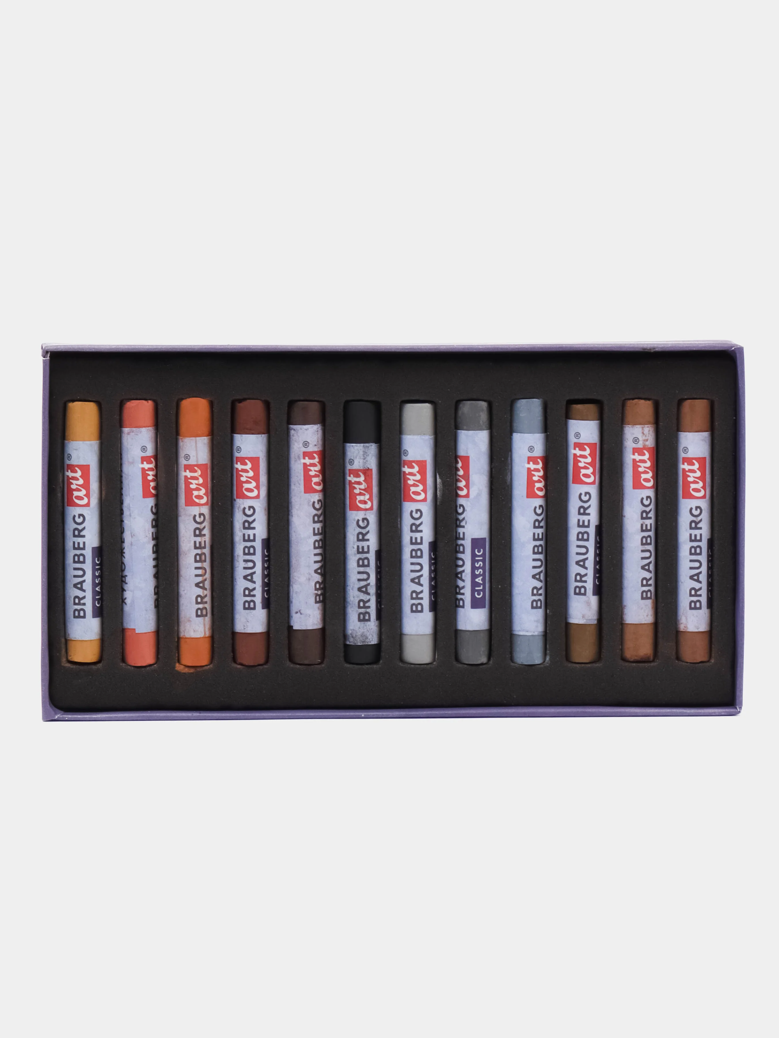 Пастель сухая художественная BRAUBERG ART CLASSIC, 12 цветов, ГРАФИКА, круглое сечение