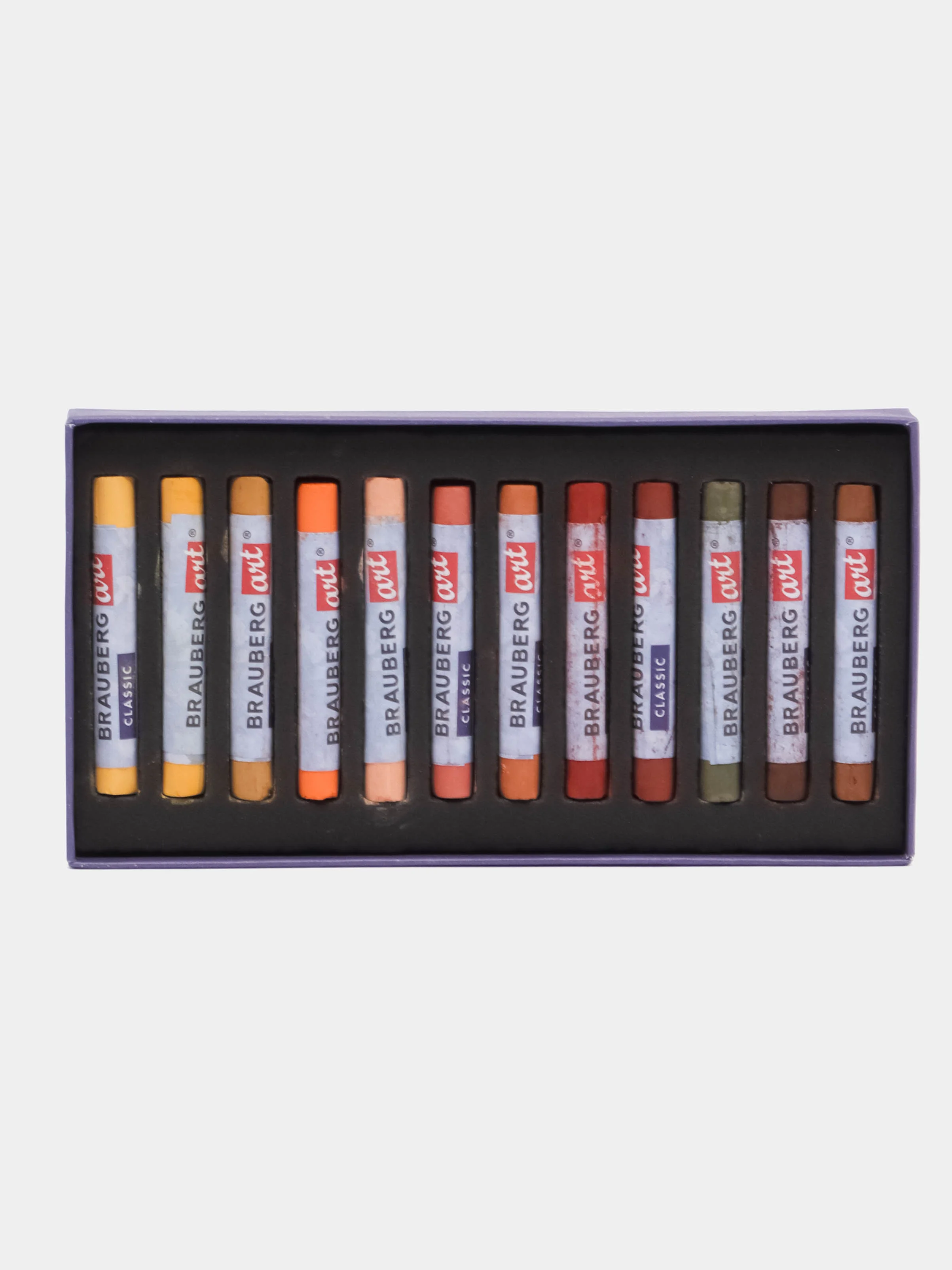 Пастель сухая художественная BRAUBERG ART CLASSIC,12цветов, ЗЕМЛЯНЫЕ ТОНА, круглое сечение