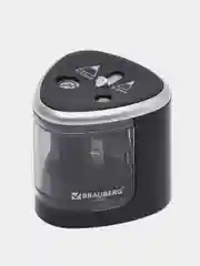 Точилка электрическая BRAUBERG DUAL (для 2 диаметров карандашей!), 4 батарейки АА, черная