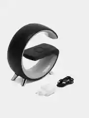 Черный ночник с беспроводной зарядкой: часы, будильник и Bluetooth колонка