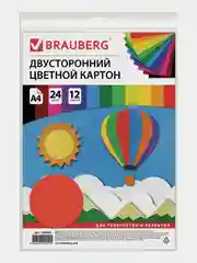 Картон цветной, А4, тонированный, 12 цветов