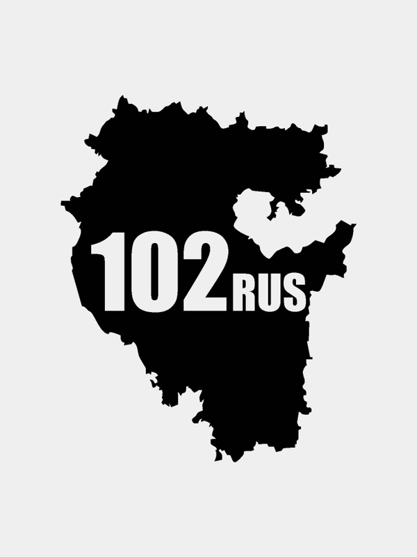 Наклейка на авто "Регионы: 102, 116, 118, 163"
