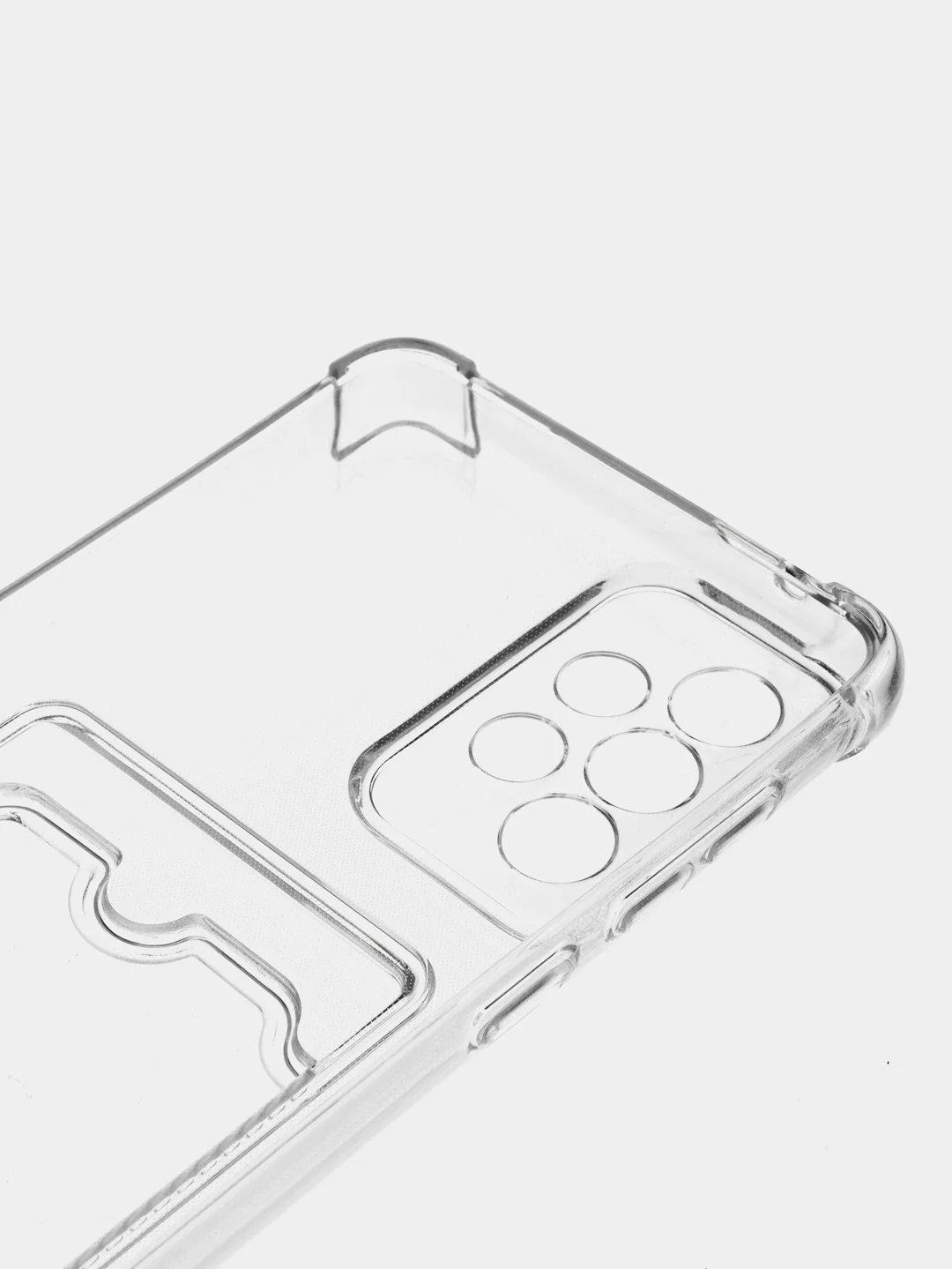 Белый чехол для Samsung Galaxy A73, Самсунг Галакси А73 прозрачный, с карманом для карты