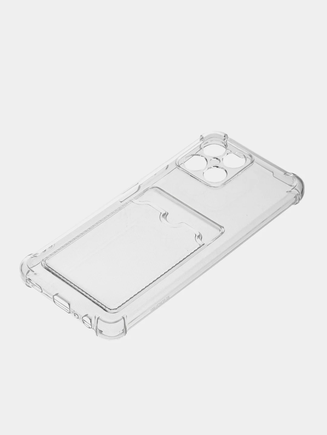 Белый чехол противоударный для Honor X8 4G, Хонор Х8 4G прозрачный, с карманом для карты