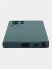 Тёмно-зелёный чехол BROSCORP для Samsung Galaxy S22 Ultra матовый силиконовый тонкий бортик вокруг камер