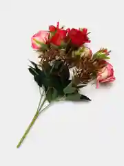Бежевый искусственные цветы. Розы (двухцветный букет ) Композиция. Высота: 34 см  Букет из 7 веток