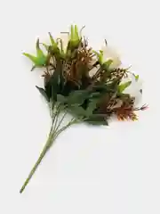 Алый искусственные цветы. Розы (двухцветный букет ) Композиция. Высота: 34 см  Букет из 7 веток