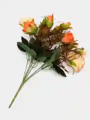 Багровый искусственные цветы. Розы (двухцветный букет ) Композиция. Высота: 34 см  Букет из 7 веток