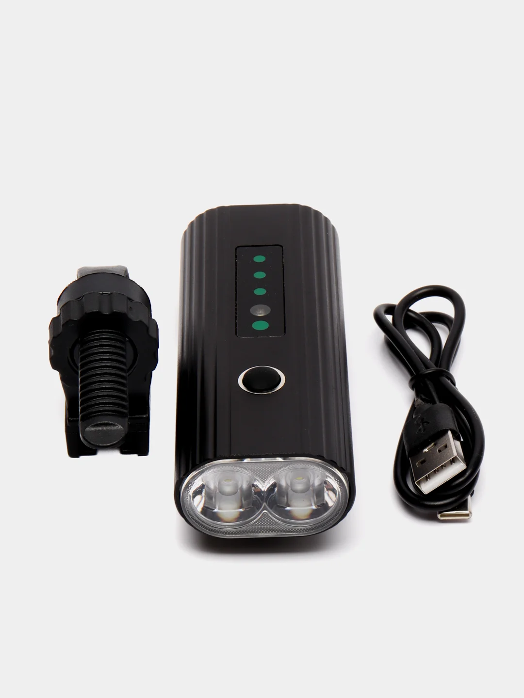 Черный фонарь светодиодный для велосипеда, USB, с аккумулятором