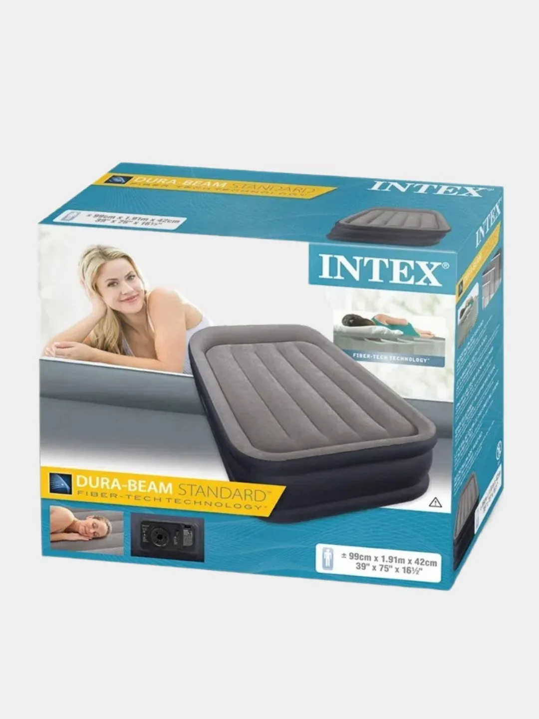 Серый надувная кровать-матрас Intex "Deluxe", 99х191х42см
