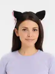 Черный ушки кошачьи "Нэко", для косплея