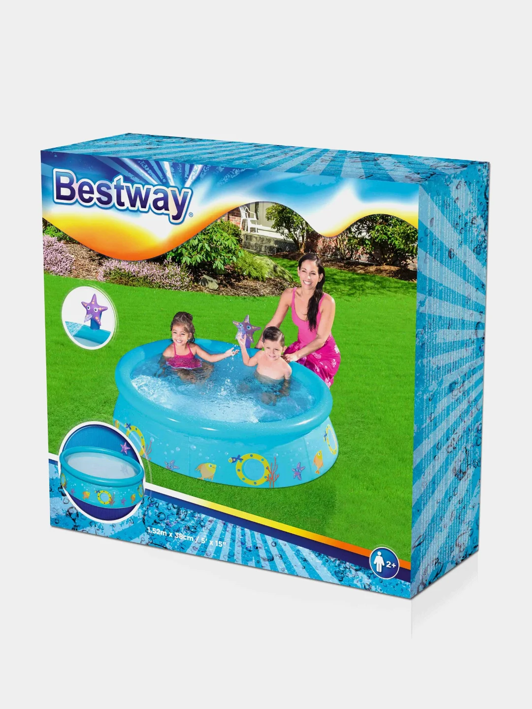 Синий бассейн детский Bestway My First Pool, с разбрызгивателем, 152 х 38 см, 477 л