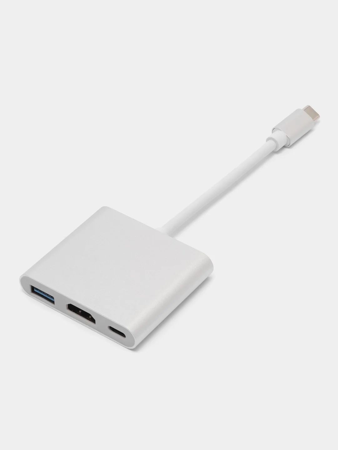 Серебряный адаптер переходник,  Концентратор, HUB для Macbook, Type-c to USB, Type-c to HDMI