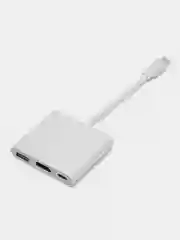 Серебряный адаптер переходник,  Концентратор, HUB для Macbook, Type-c to USB, Type-c to HDMI
