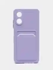 Сиреневый чехол для OPPO A17 / A17K, Оппо А17 / 17К, с карманом для карт, прозрачный