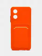 Оранжевый чехол для OPPO A17 / A17K, Оппо А17 / 17К, с карманом для карт, прозрачный