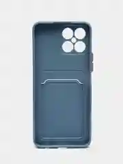 Синий меланж силиконовый чехол для Honor X8 4G (Хонор Х8 4г / Икс 8), с карманом для карт, прозрачный